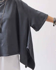 【NOSTRASANTISSIMA】 ASYMMETRY SWEAT COTTON WIDE TOPS FM139_BLACK