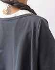 【NOSTRASANTISSIMA】 ASYMMETRY SWEAT COTTON WIDE TOPS FM139_BLACK