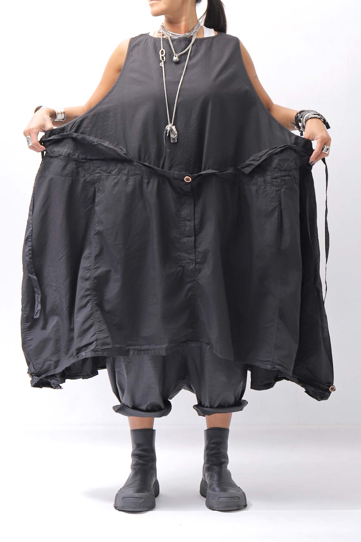 【RUNDHOLZ】MULTIWAY COTTON DRESS _BLACK GLOSS