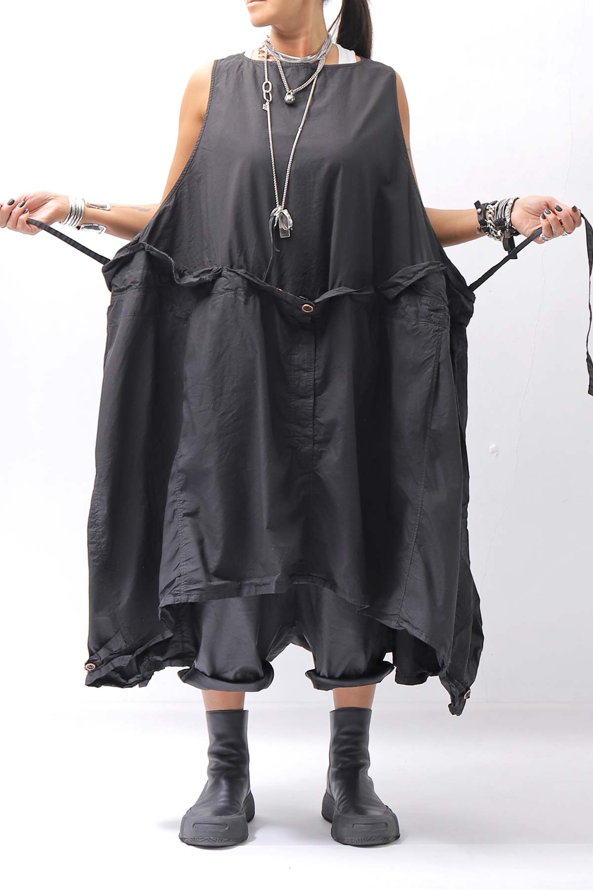 【RUNDHOLZ】MULTIWAY COTTON DRESS _BLACK GLOSS