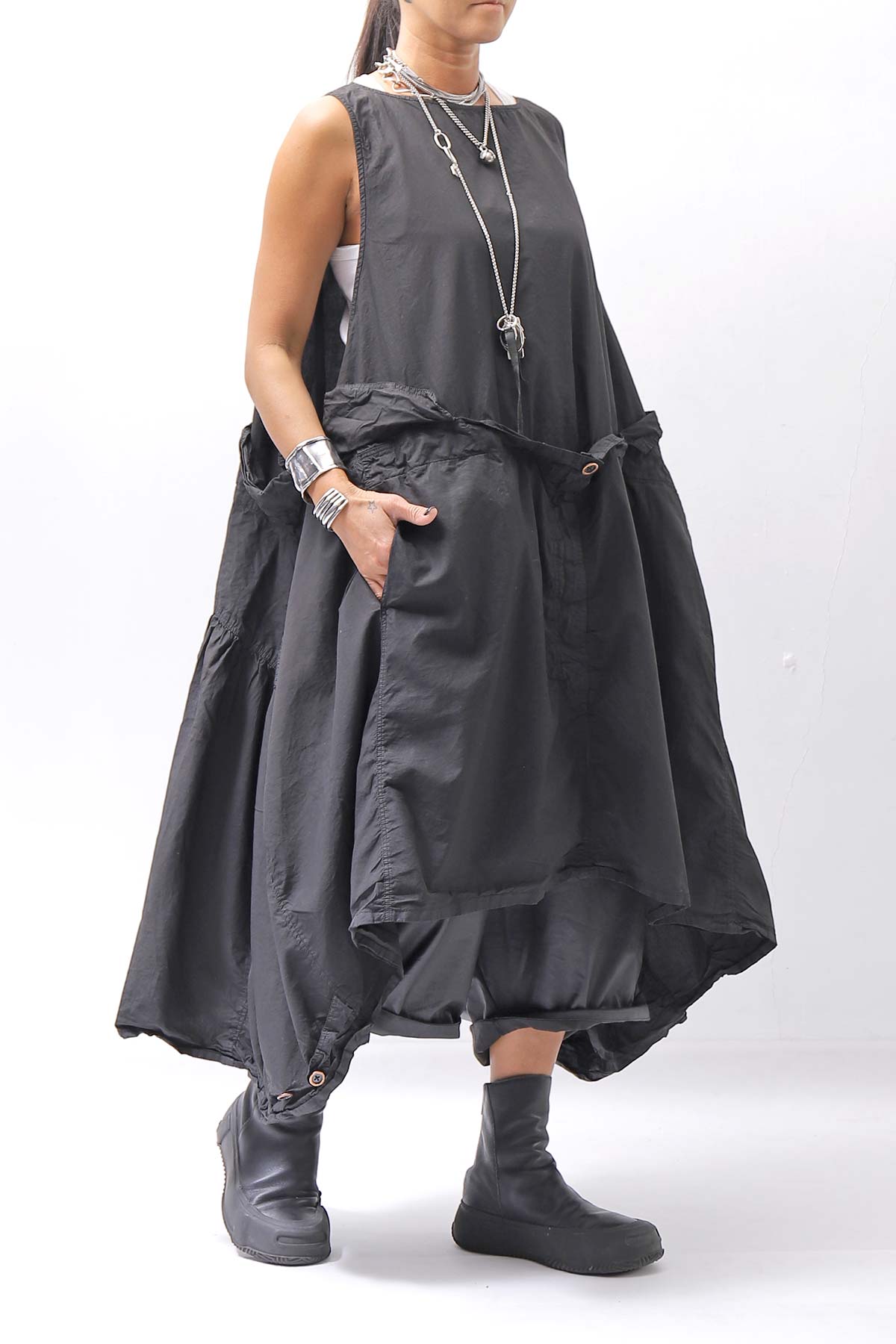 【RUNDHOLZ】MULTIWAY COTTON DRESS _BLACK GLOSS