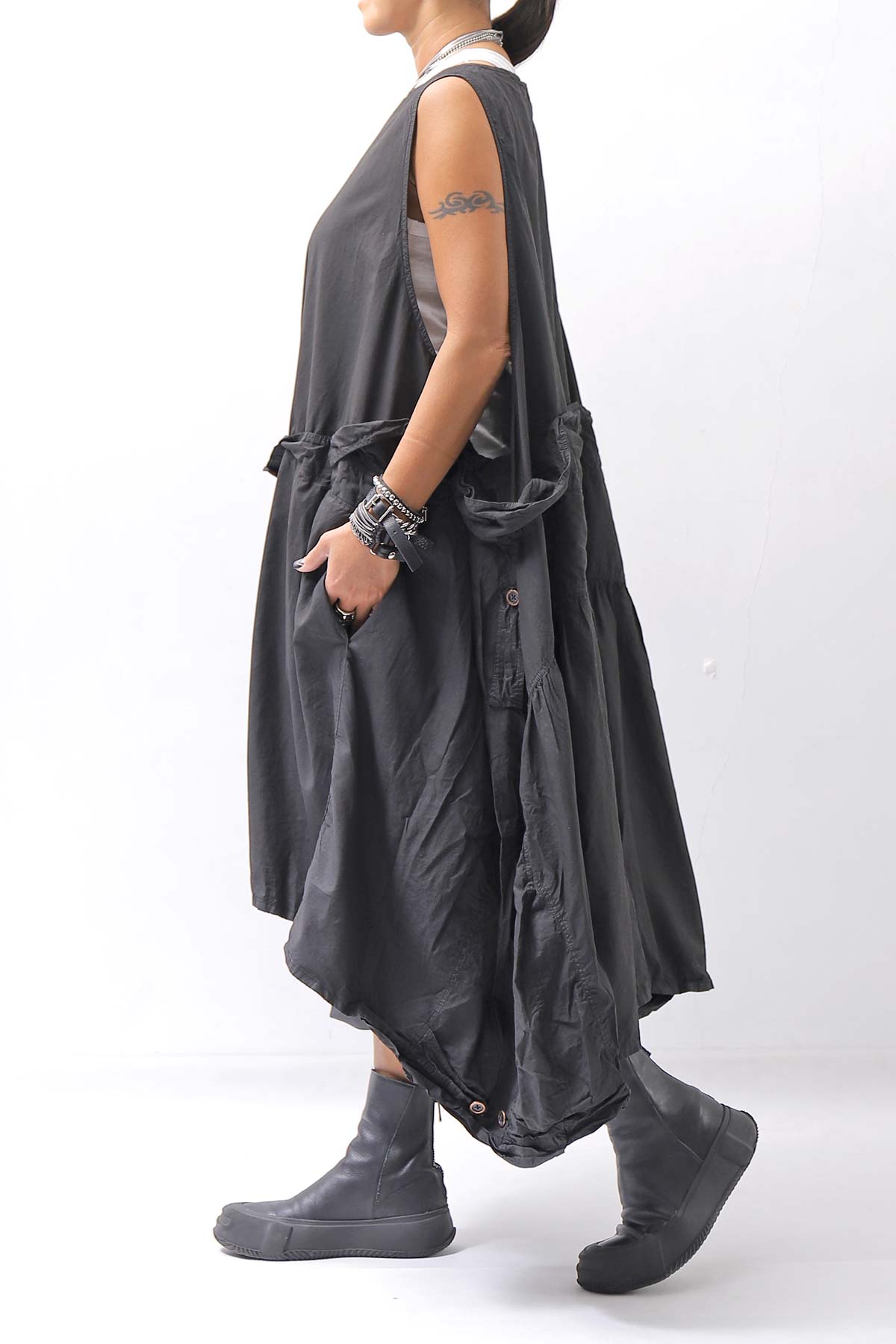 【RUNDHOLZ】MULTIWAY COTTON DRESS _BLACK GLOSS