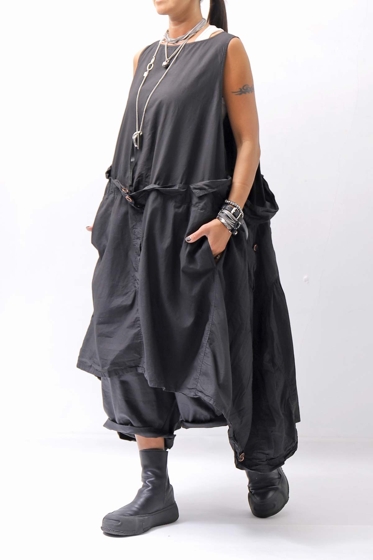 【RUNDHOLZ】MULTIWAY COTTON DRESS _BLACK GLOSS