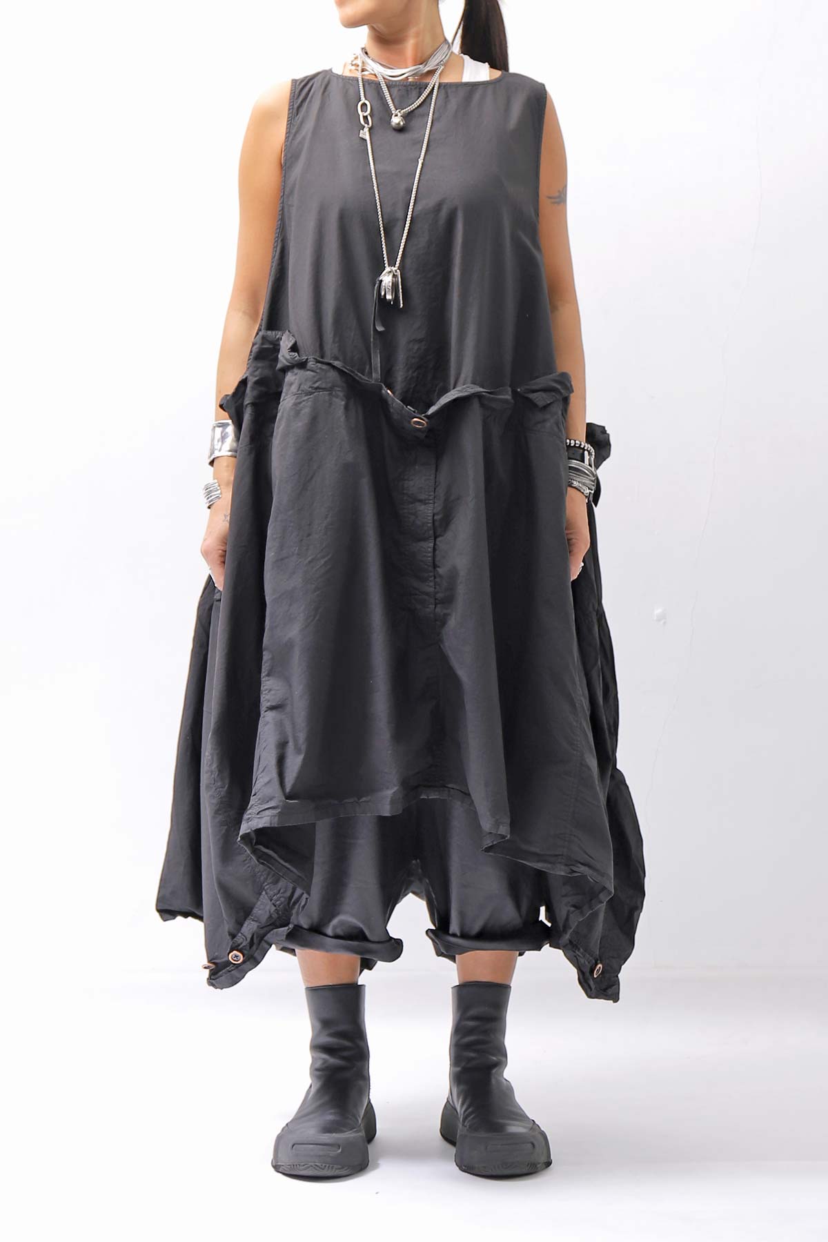 【RUNDHOLZ】MULTIWAY COTTON DRESS _BLACK GLOSS
