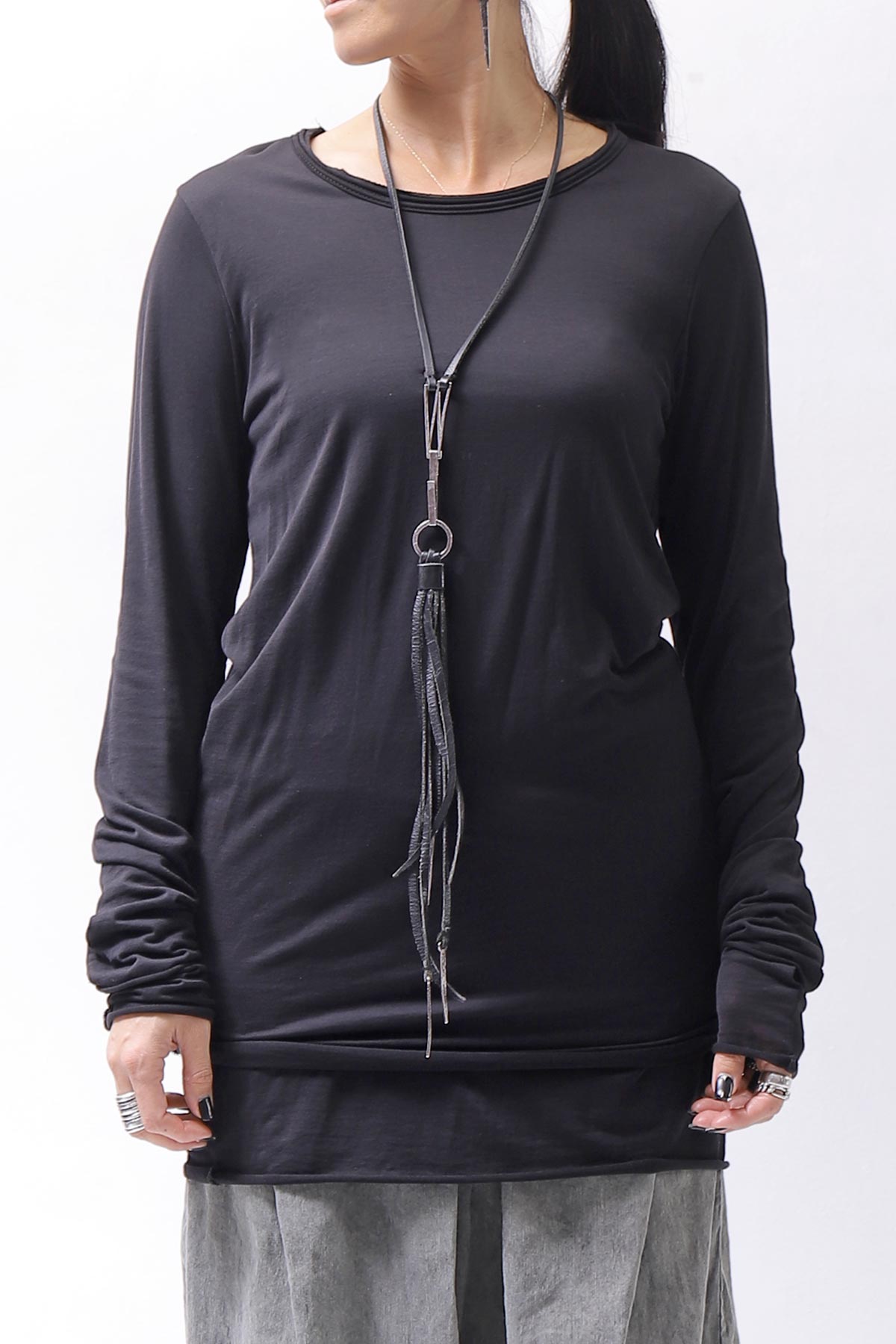 【bajra】 UNISEX W LAYERED TOP 146QK01_BLACK