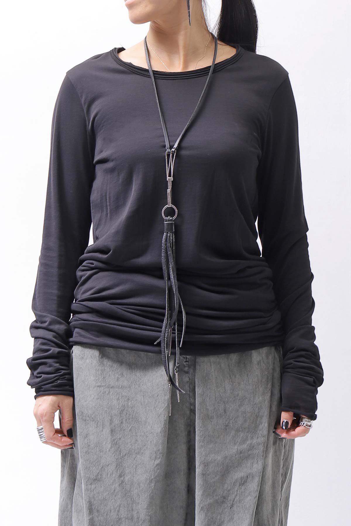 【bajra】 UNISEX W LAYERED TOP 146QK01_BLACK