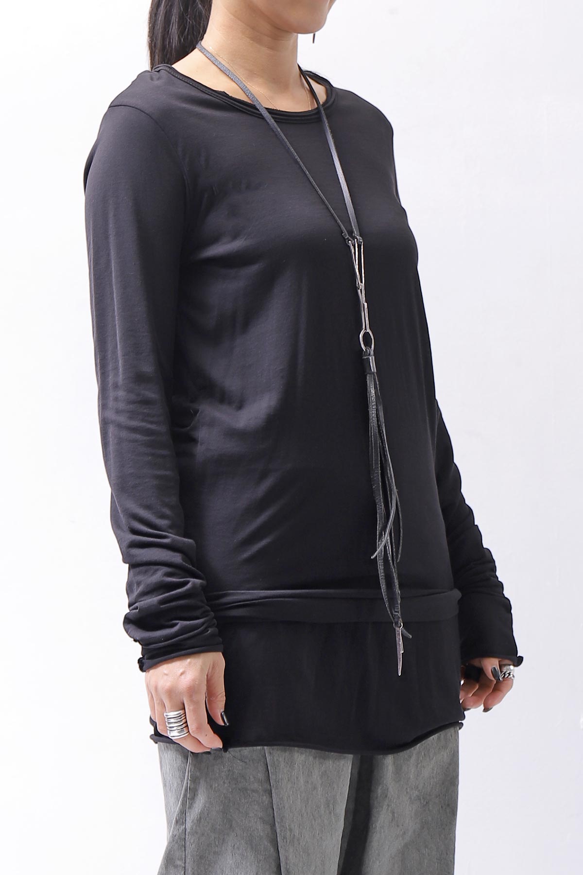 【bajra】 UNISEX W LAYERED TOP 146QK01_BLACK