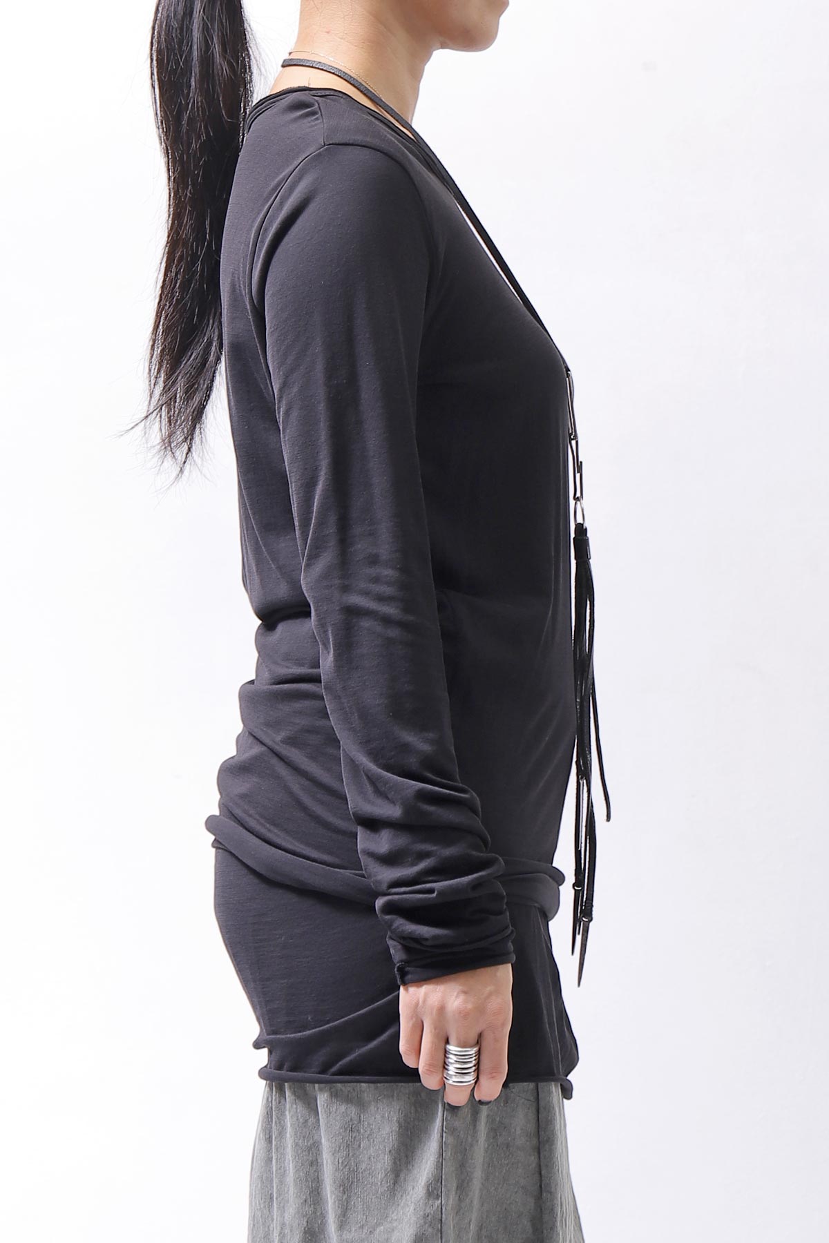 【bajra】 UNISEX W LAYERED TOP 146QK01_BLACK