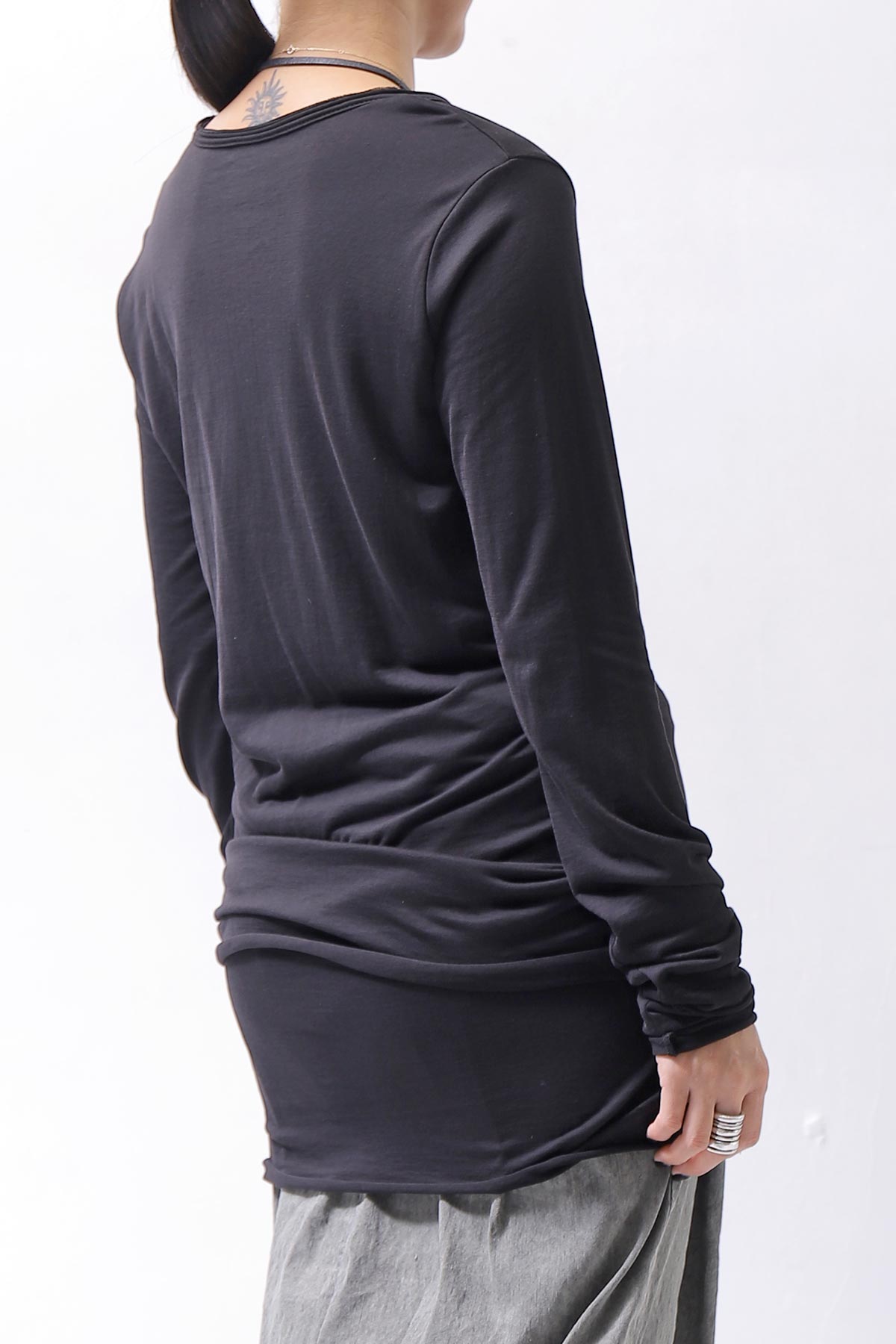 【bajra】 UNISEX W LAYERED TOP 146QK01_BLACK