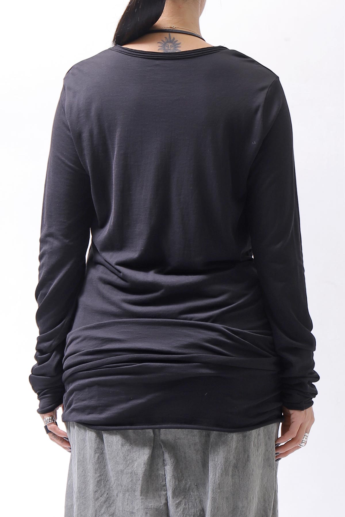 【bajra】 UNISEX W LAYERED TOP 146QK01_BLACK