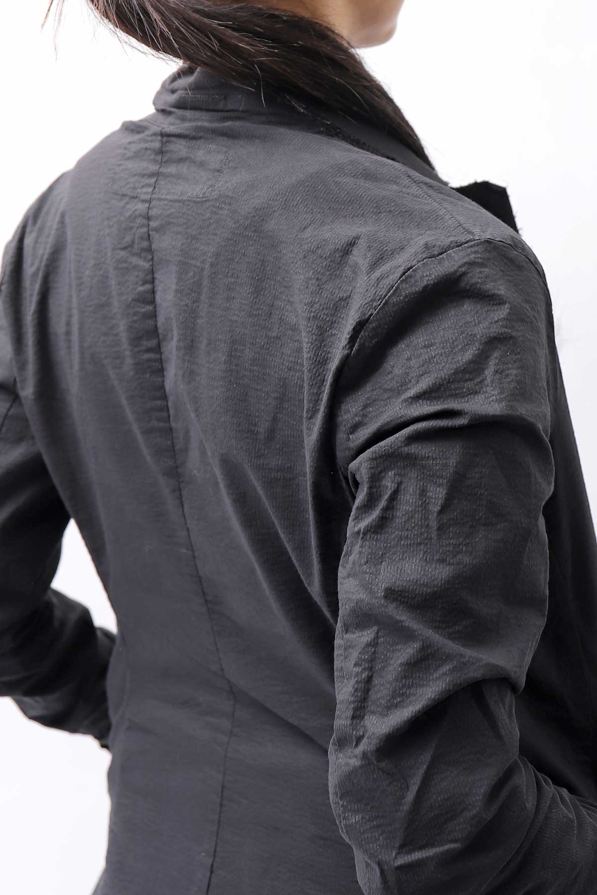 【RUNDHOLZ】 GRUNGE COTTON LACE &amp; STRETCH JACKET _BLACK GLOSS