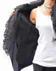 【RUNDHOLZ】 GRUNGE COTTON LACE & STRETCH JACKET _BLACK GLOSS