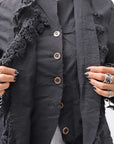 【RUNDHOLZ】 GRUNGE COTTON LACE & STRETCH JACKET _BLACK GLOSS