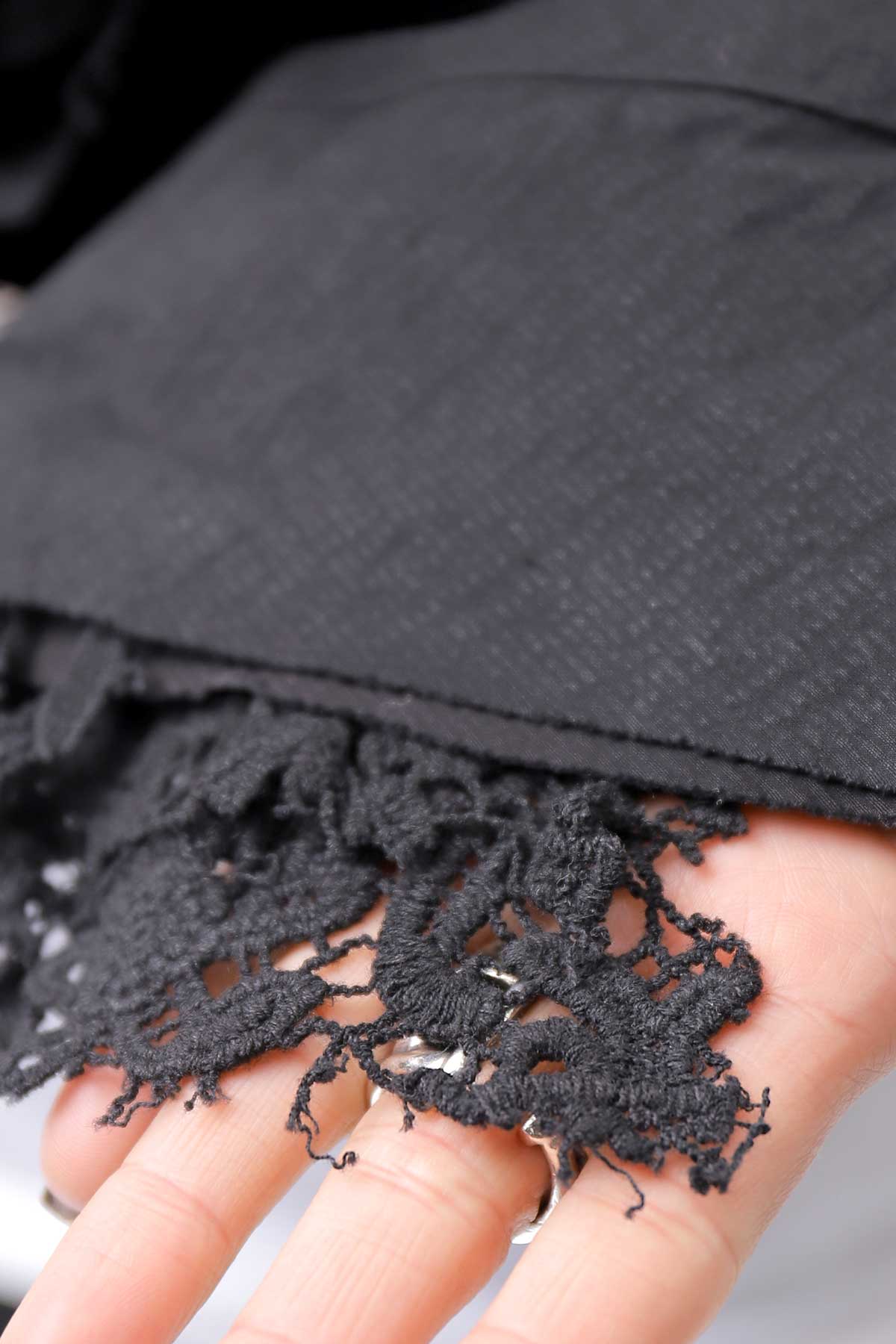【RUNDHOLZ】 GRUNGE COTTON LACE &amp; STRETCH JACKET _BLACK GLOSS