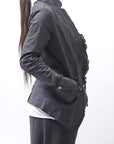 【RUNDHOLZ】 GRUNGE COTTON LACE & STRETCH JACKET _BLACK GLOSS