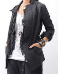 【RUNDHOLZ】 GRUNGE COTTON LACE & STRETCH JACKET _BLACK GLOSS