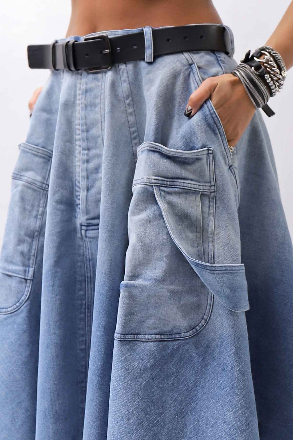 【RUNDHOLZ】 BIG POCKETS DENIM SKIRT _INDIGO STONEWASH