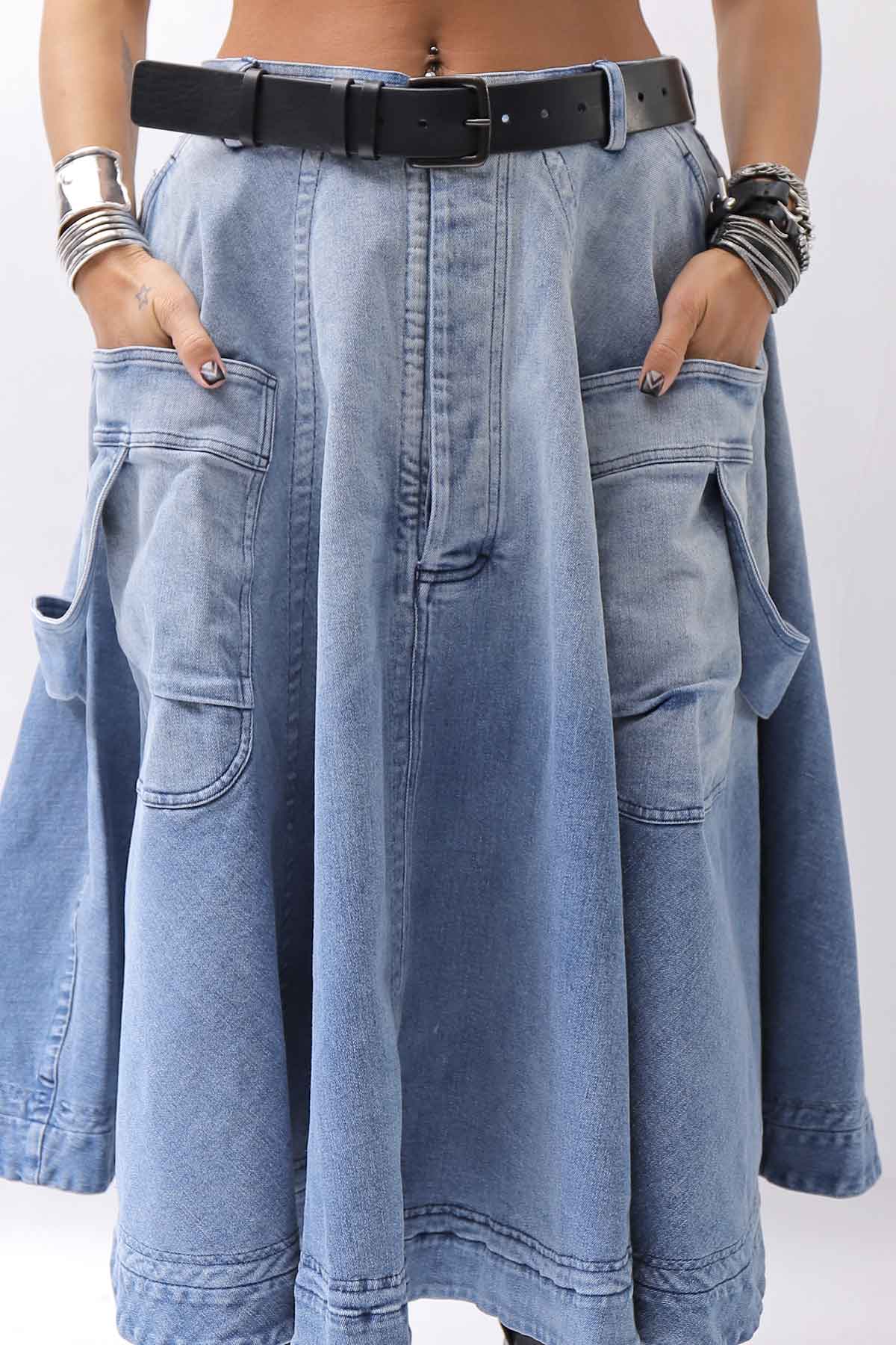 【RUNDHOLZ】 BIG POCKETS DENIM SKIRT _INDIGO STONEWASH