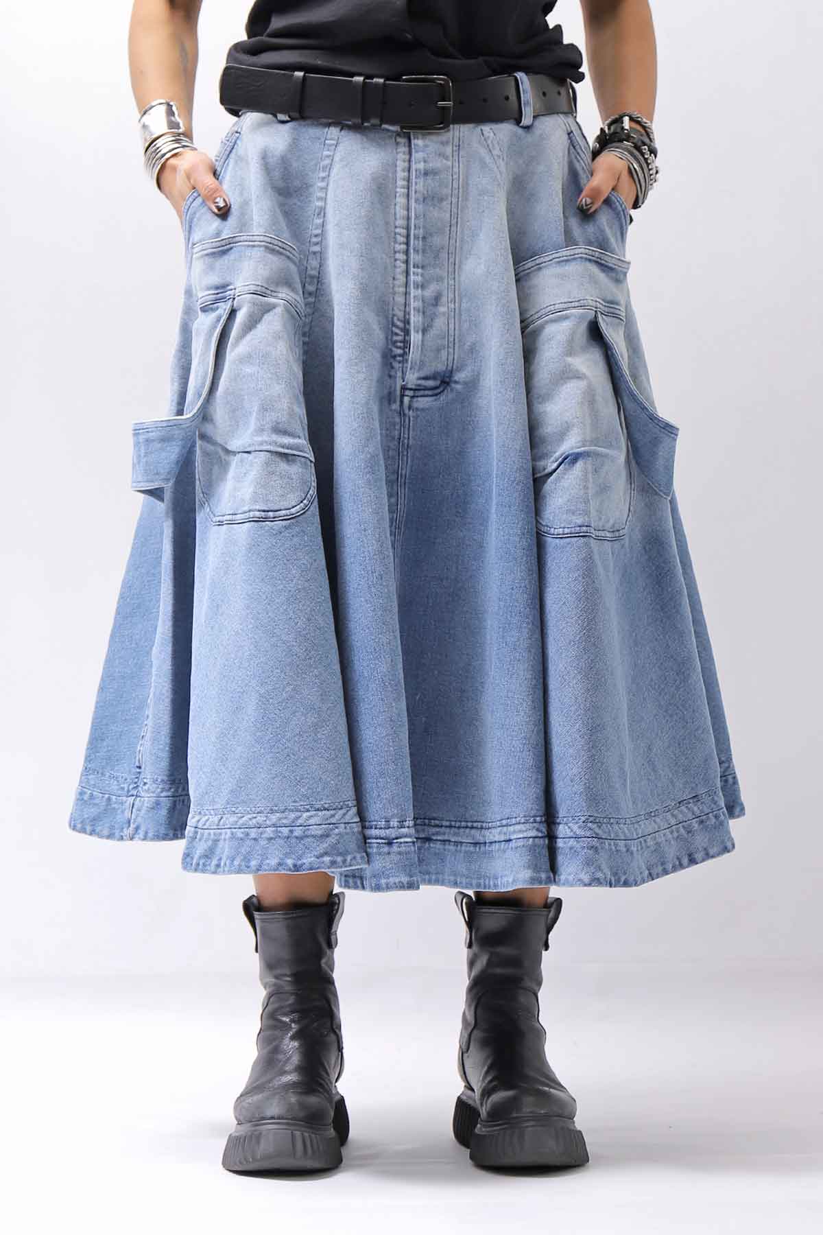 【RUNDHOLZ】 BIG POCKETS DENIM SKIRT _INDIGO STONEWASH