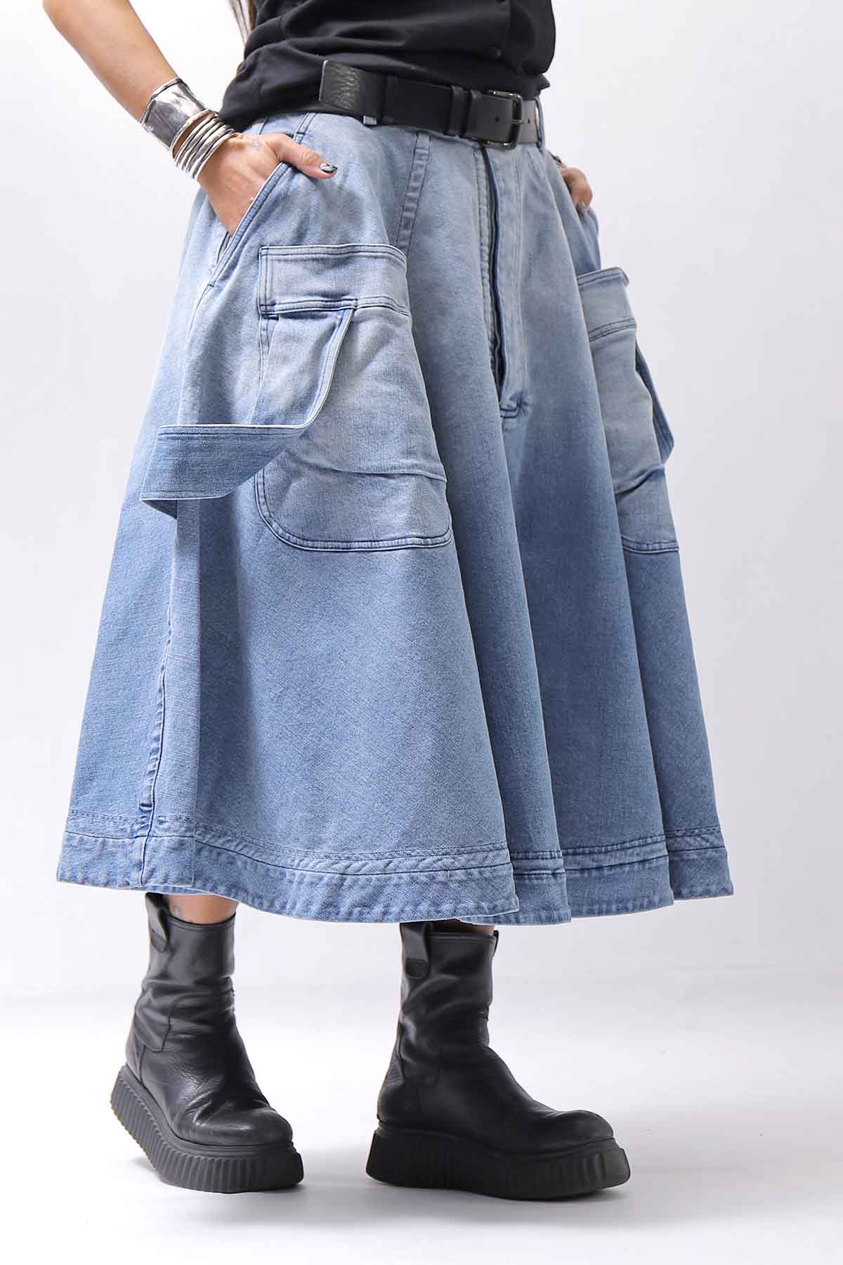 【RUNDHOLZ】 BIG POCKETS DENIM SKIRT _INDIGO STONEWASH