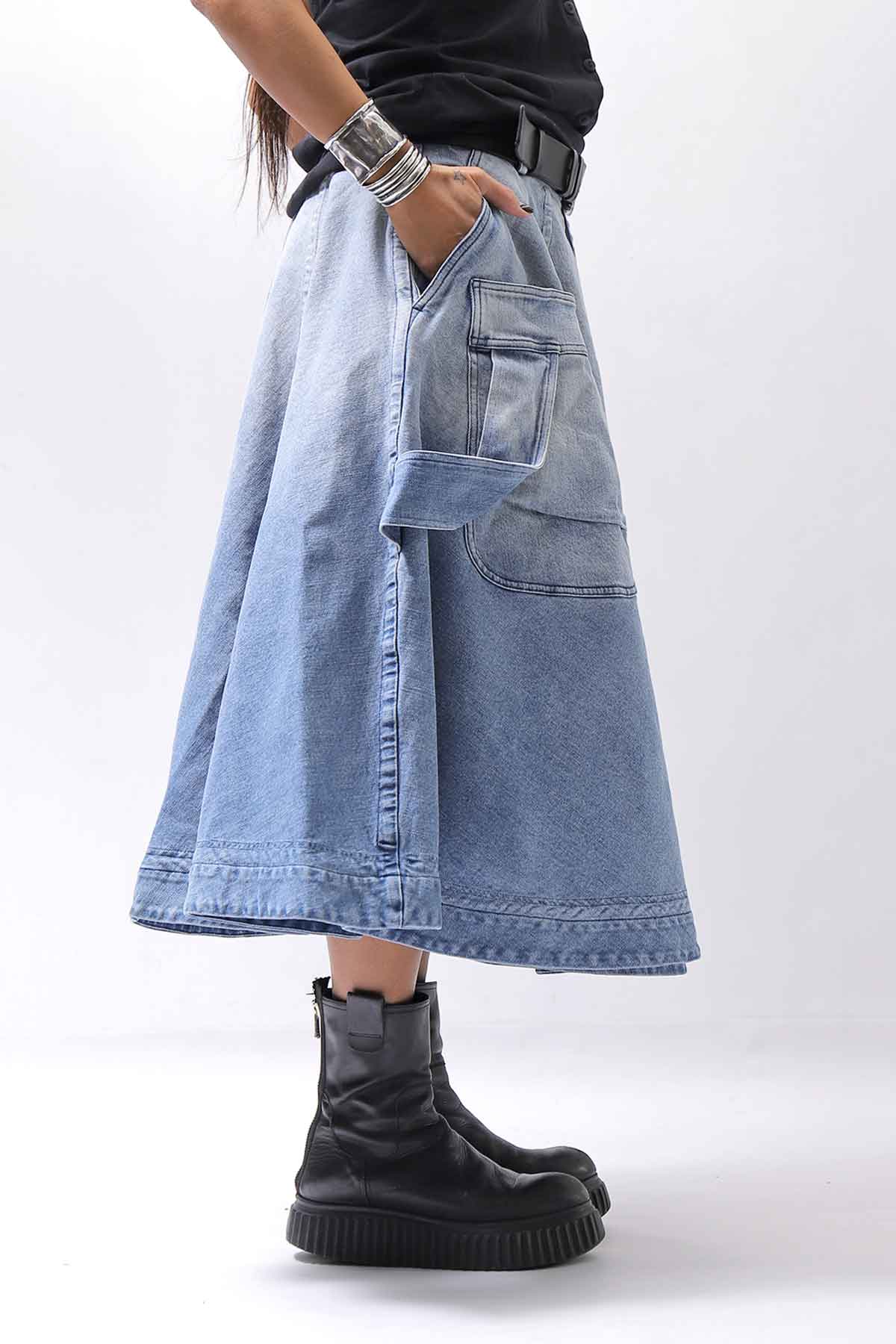 【RUNDHOLZ】 BIG POCKETS DENIM SKIRT _INDIGO STONEWASH