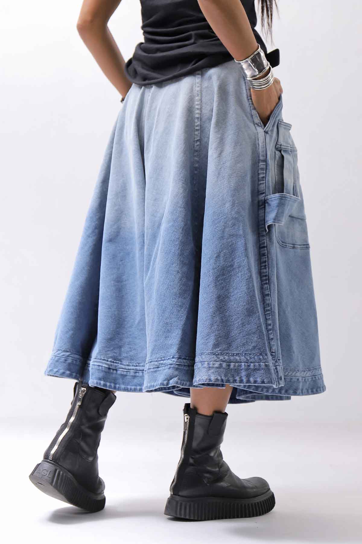 【RUNDHOLZ】 BIG POCKETS DENIM SKIRT _INDIGO STONEWASH