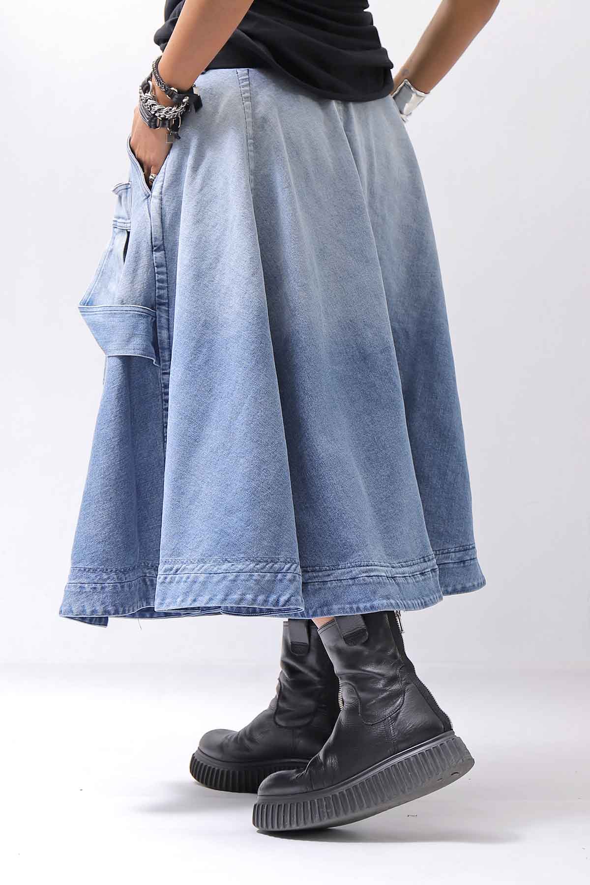 【RUNDHOLZ】 BIG POCKETS DENIM SKIRT _INDIGO STONEWASH