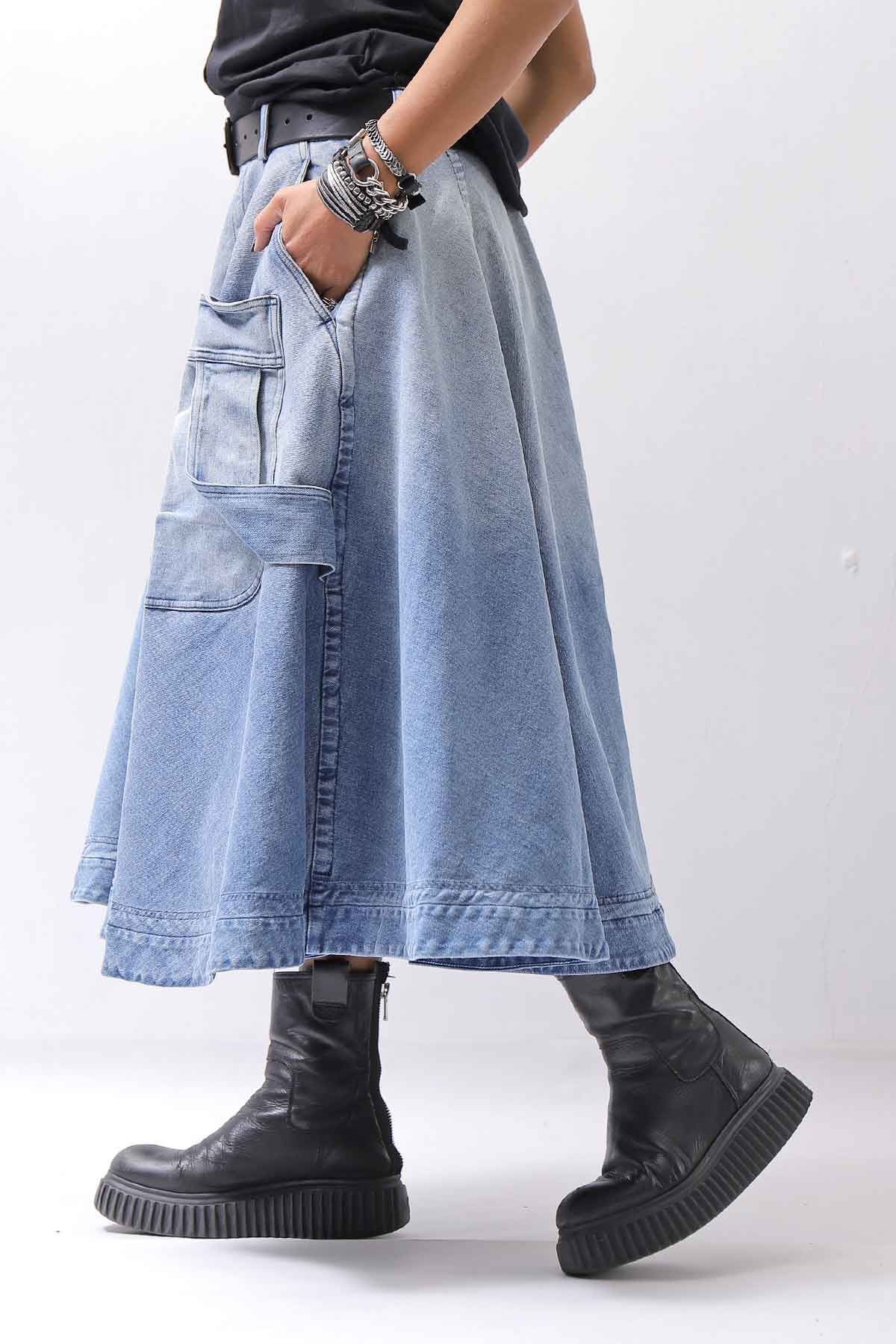 【RUNDHOLZ】 BIG POCKETS DENIM SKIRT _INDIGO STONEWASH