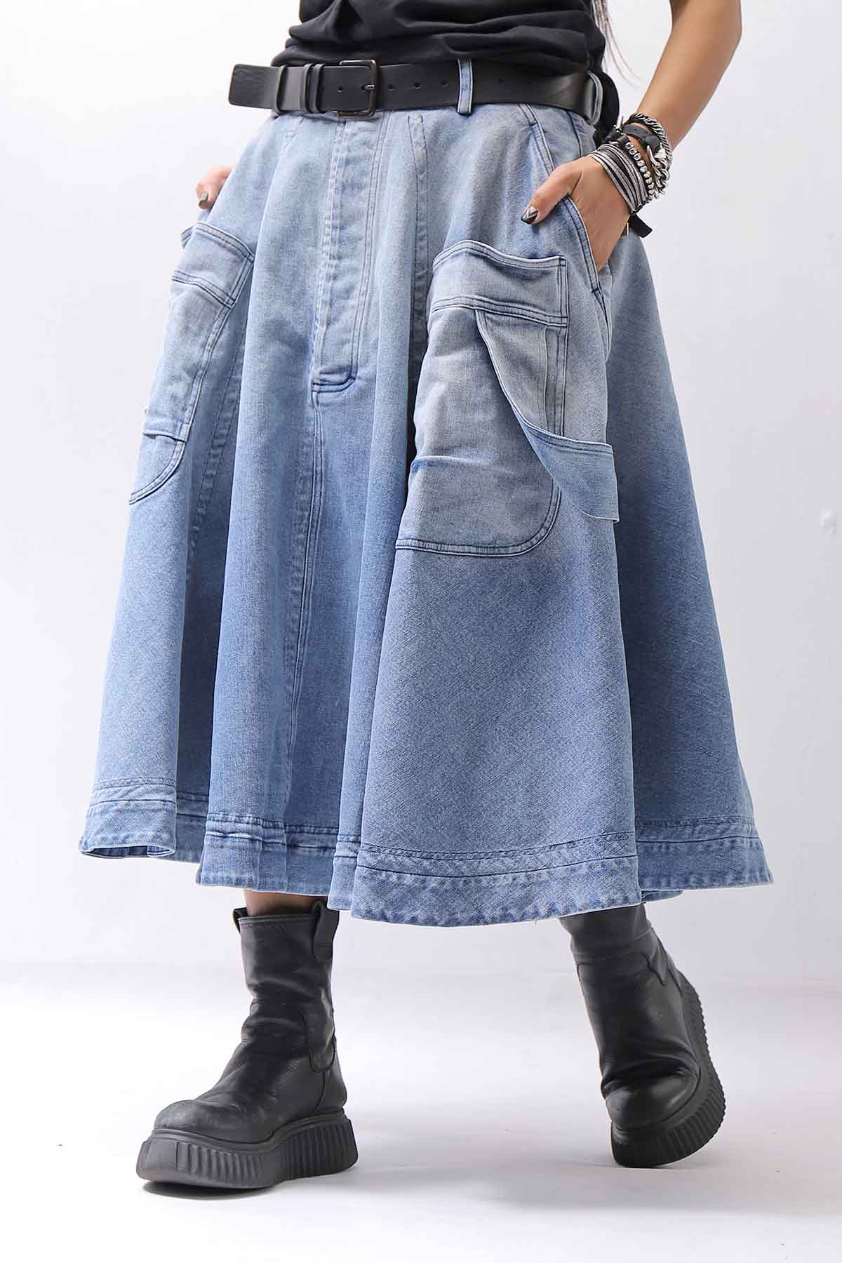 【RUNDHOLZ】 BIG POCKETS DENIM SKIRT _INDIGO STONEWASH
