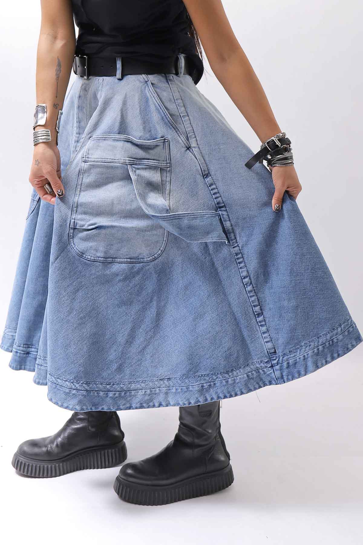 【RUNDHOLZ】 BIG POCKETS DENIM SKIRT _INDIGO STONEWASH