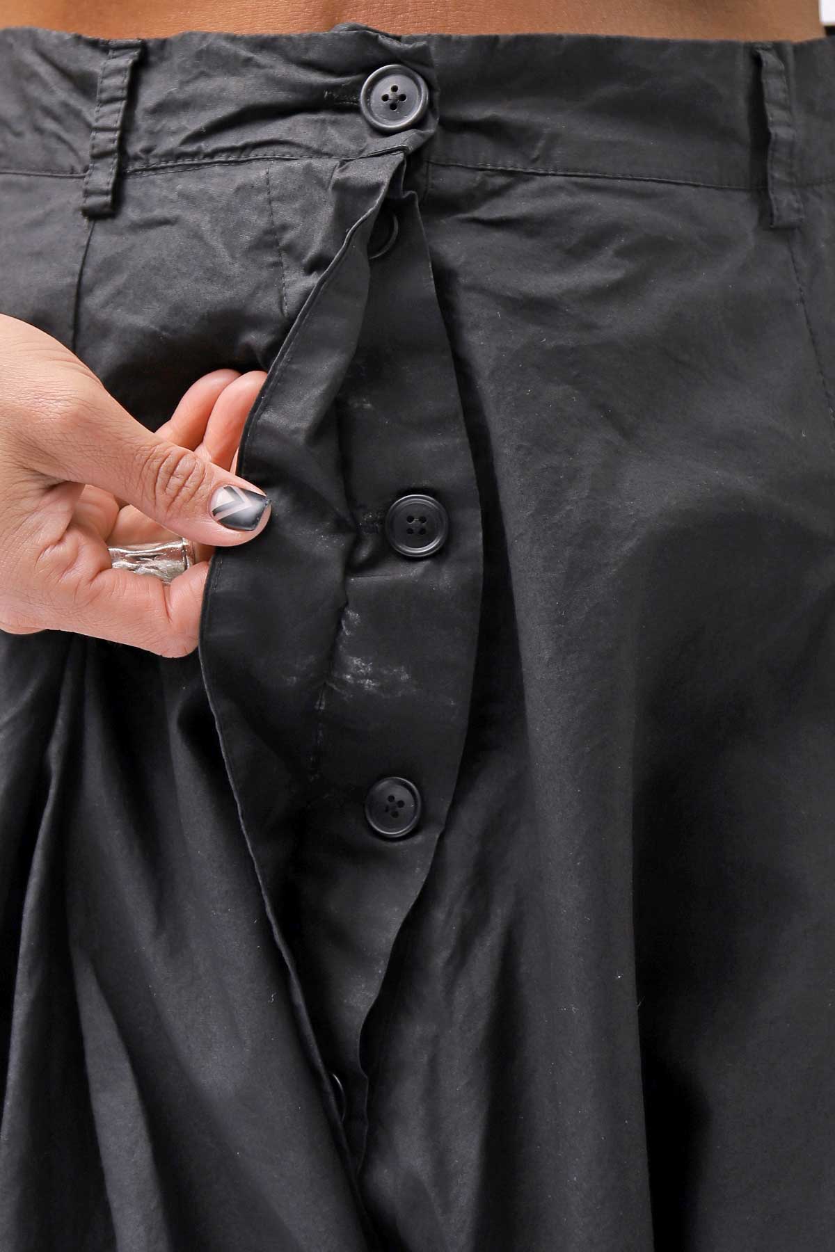 【RUNDHOLZ】 UNISEX BACK FLAP BALOON SARROUEL PANTS _BLACK GLOSS