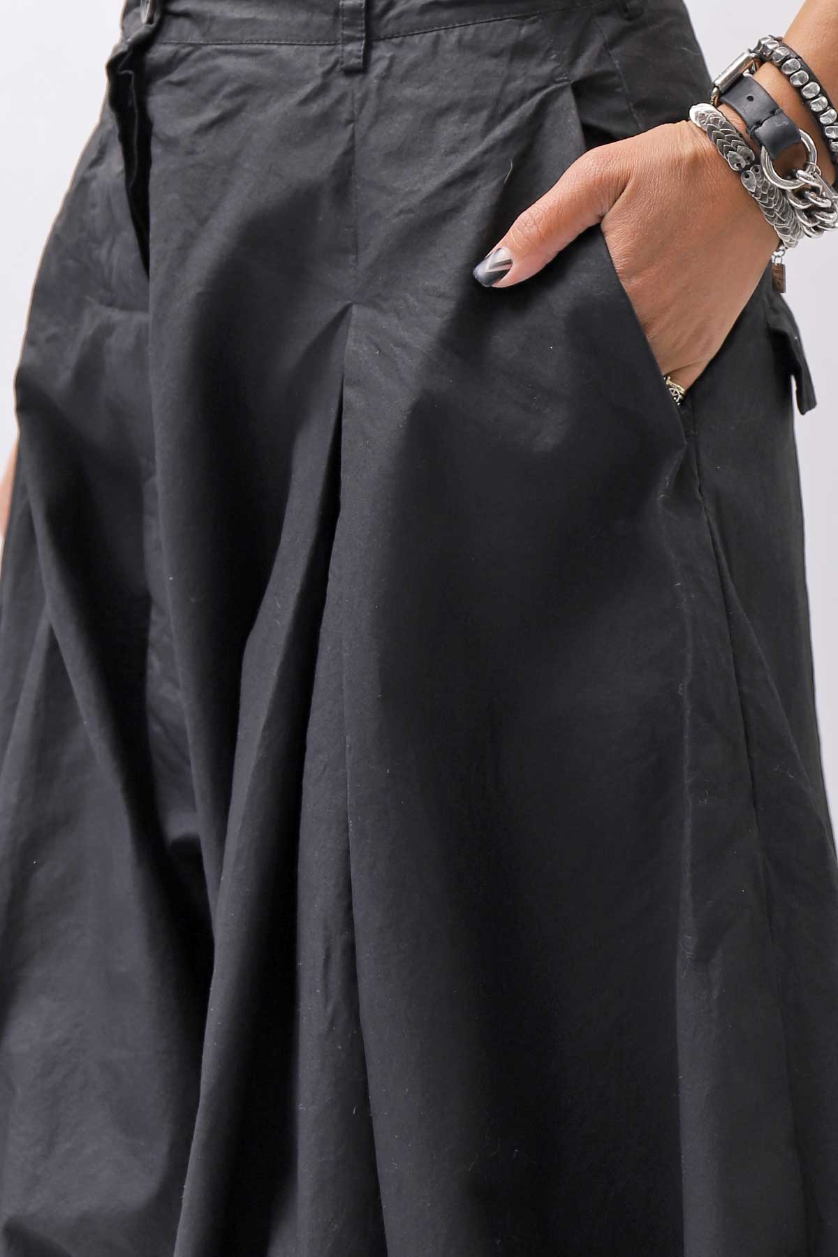 【RUNDHOLZ】 UNISEX BACK FLAP BALOON SARROUEL PANTS _BLACK GLOSS