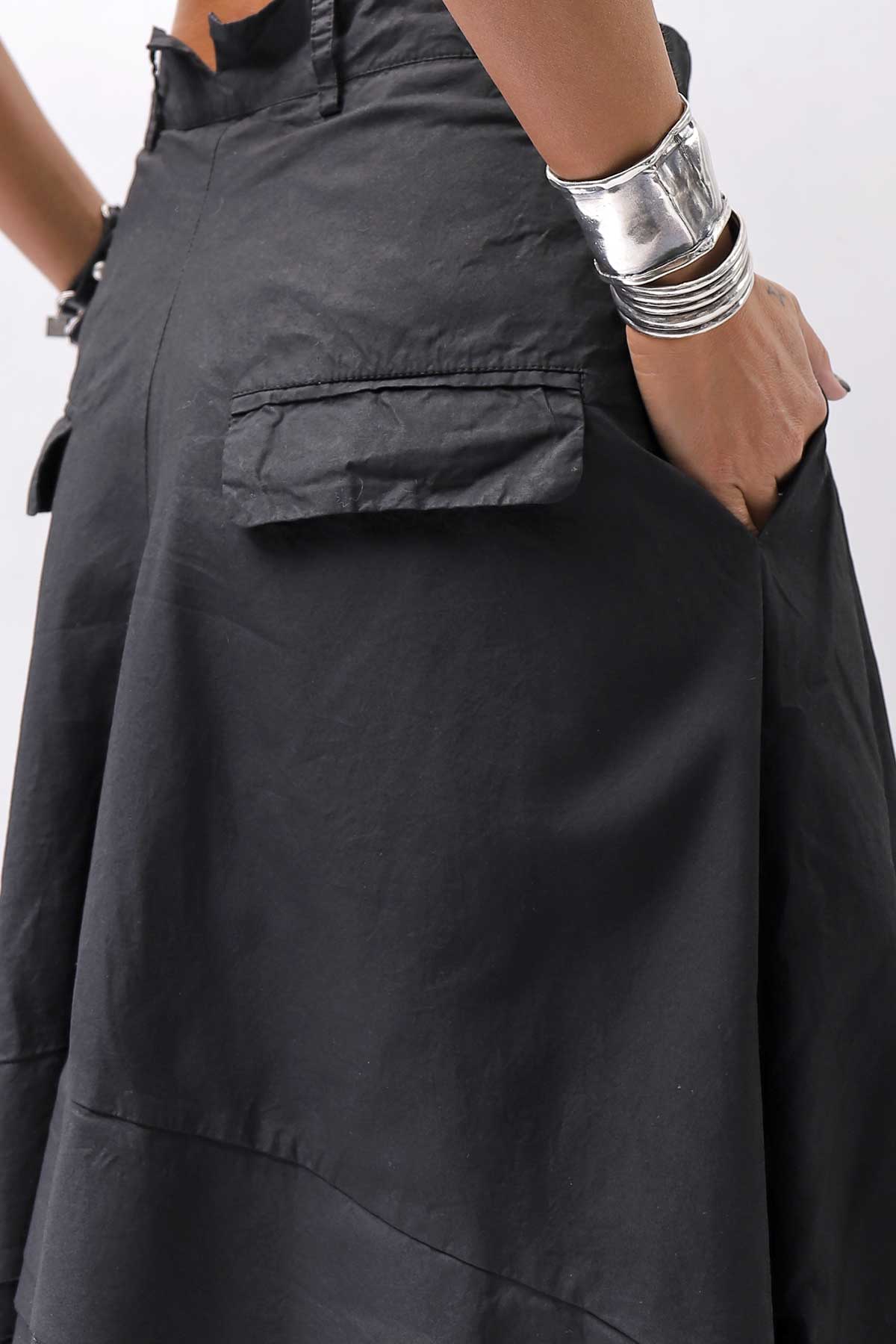 【RUNDHOLZ】 UNISEX BACK FLAP BALOON SARROUEL PANTS _BLACK GLOSS