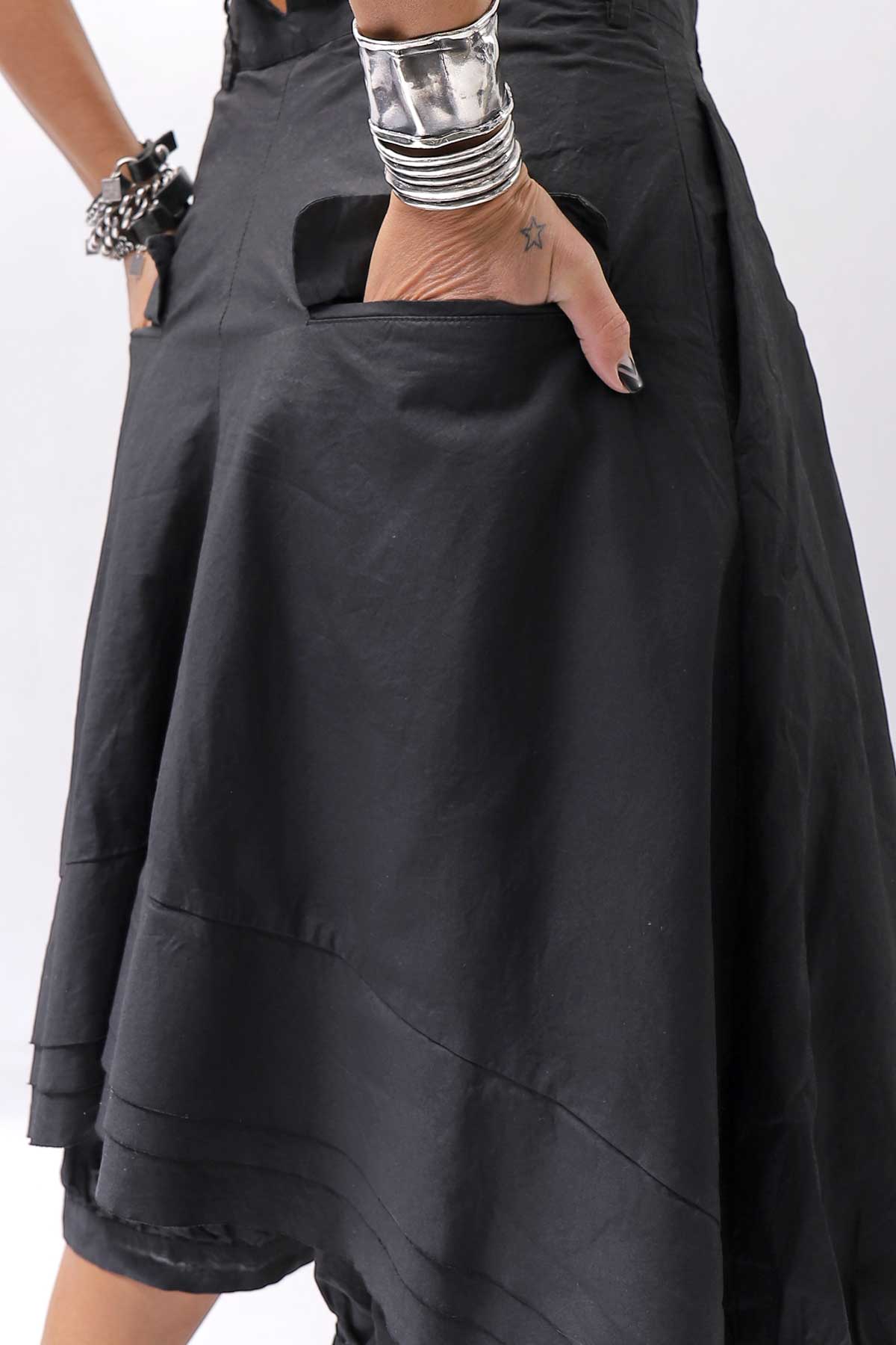 【RUNDHOLZ】 UNISEX BACK FLAP BALOON SARROUEL PANTS _BLACK GLOSS