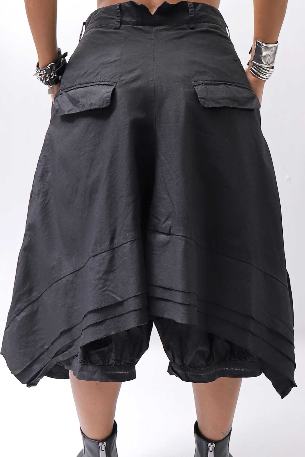 【RUNDHOLZ】 UNISEX BACK FLAP BALOON SARROUEL PANTS _BLACK GLOSS