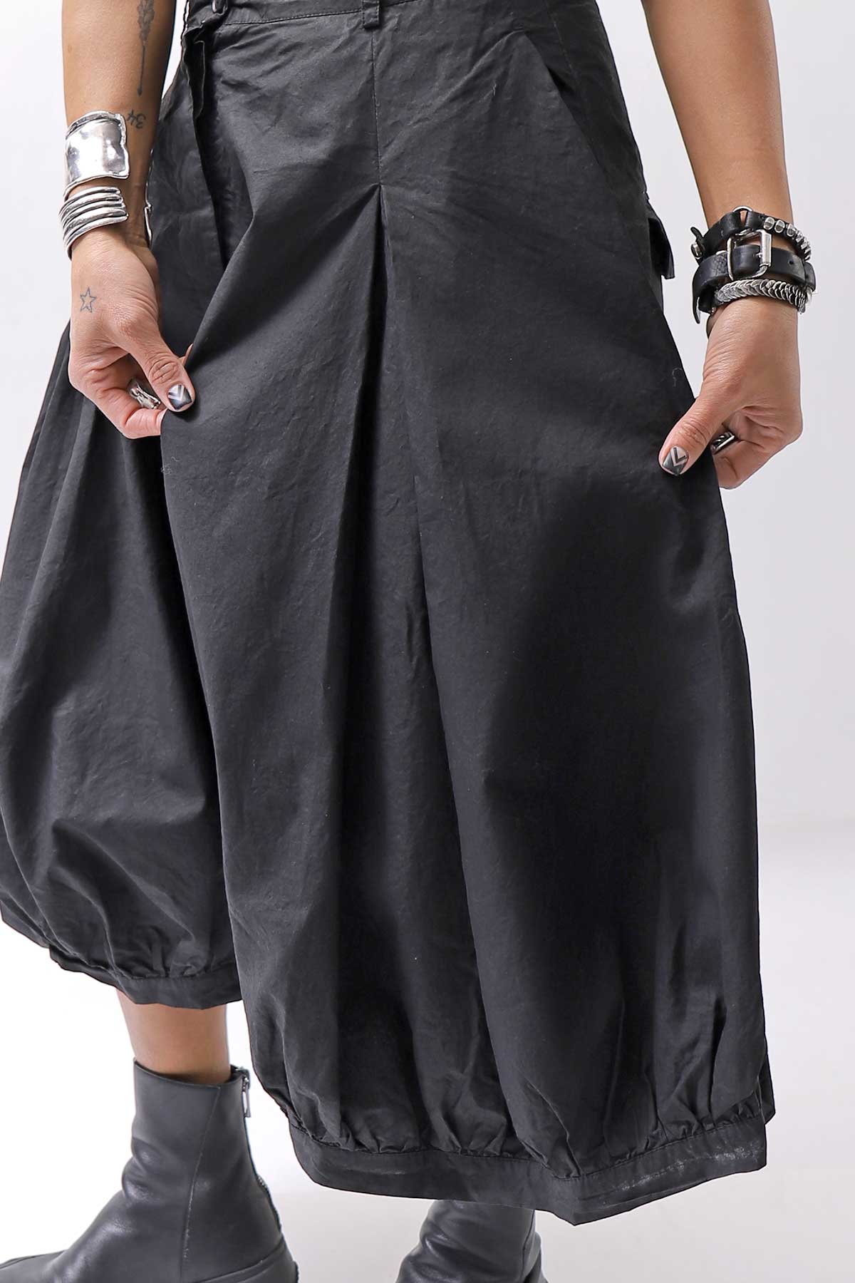 【RUNDHOLZ】 UNISEX BACK FLAP BALOON SARROUEL PANTS _BLACK GLOSS