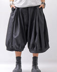 【RUNDHOLZ】 UNISEX BACK FLAP BALOON SARROUEL PANTS _BLACK GLOSS