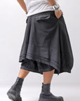 【RUNDHOLZ】 UNISEX BACK FLAP BALOON SARROUEL PANTS _BLACK GLOSS