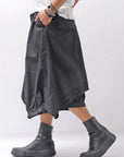 【RUNDHOLZ】 UNISEX BACK FLAP BALOON SARROUEL PANTS _BLACK GLOSS