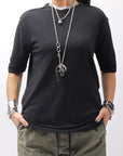 【thom/krom】 UNISEX SKIN COTTO DOUBLE LAYERED HALF SLEEVE TOP MTS921_BLACK