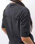 【thom/krom】 UNISEX SKIN COTTO DOUBLE LAYERED HALF SLEEVE TOP MTS921_BLACK