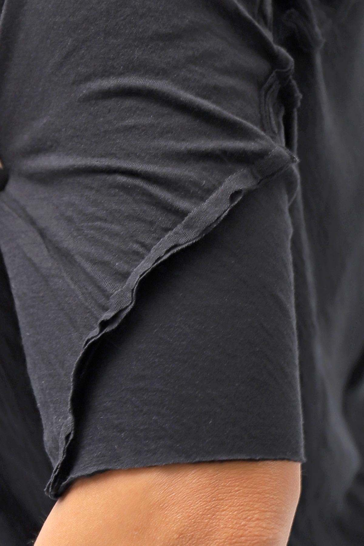 【thom/krom】 UNISEX SKIN COTTO DOUBLE LAYERED HALF SLEEVE TOP MTS921_BLACK