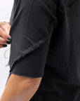 【thom/krom】 UNISEX SKIN COTTO DOUBLE LAYERED HALF SLEEVE TOP MTS921_BLACK