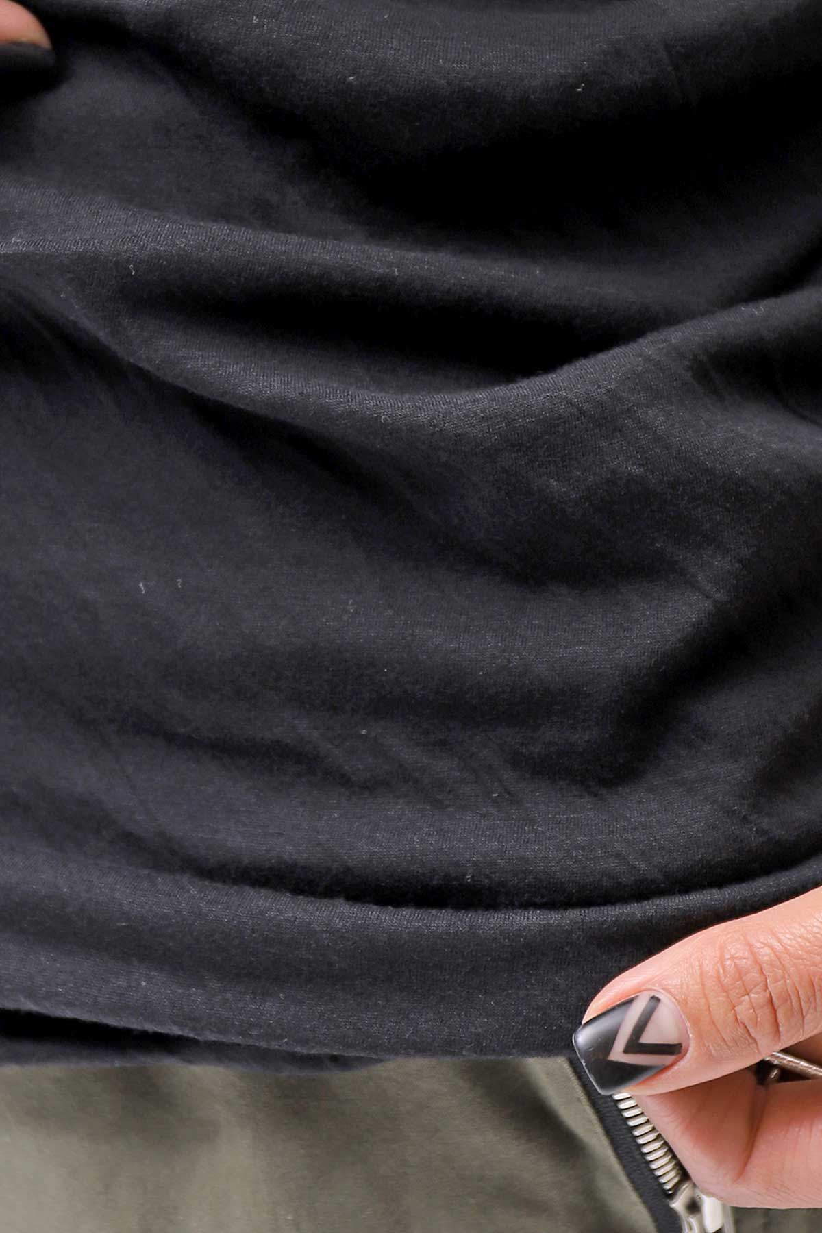 【thom/krom】 UNISEX SKIN COTTO DOUBLE LAYERED HALF SLEEVE TOP MTS921_BLACK