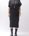 【NOSTRASANTISSIMA】 STRETCH COTTON 2WAY TOP DRESS A08_BLACK