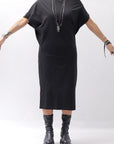 【NOSTRASANTISSIMA】 STRETCH COTTON 2WAY TOP DRESS A08_BLACK