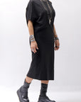 【NOSTRASANTISSIMA】 STRETCH COTTON 2WAY TOP DRESS A08_BLACK