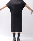 【NOSTRASANTISSIMA】 STRETCH COTTON 2WAY TOP DRESS A08_BLACK