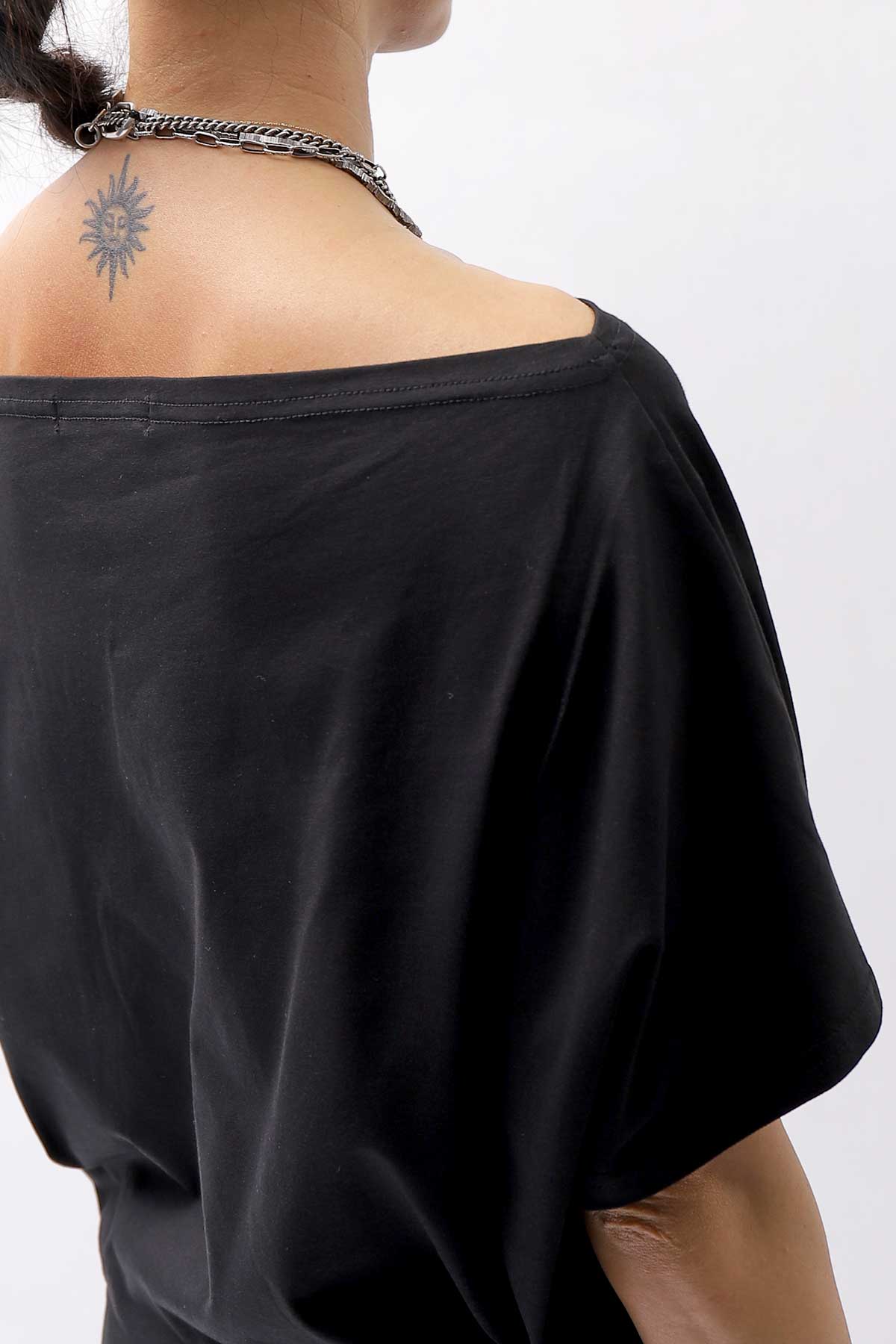 【NOSTRASANTISSIMA】 STRETCH COTTON 2WAY TOP DRESS A08_BLACK