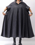 【RUNDHOLZ】OVERSIZED LINEN COTTON STRIPE DRESS _BLACK STRIPE